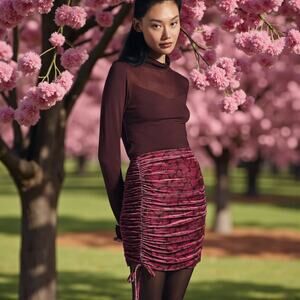 NWT Anthropologie Pink Velvet Velour Ruched Skirt or Top Size S